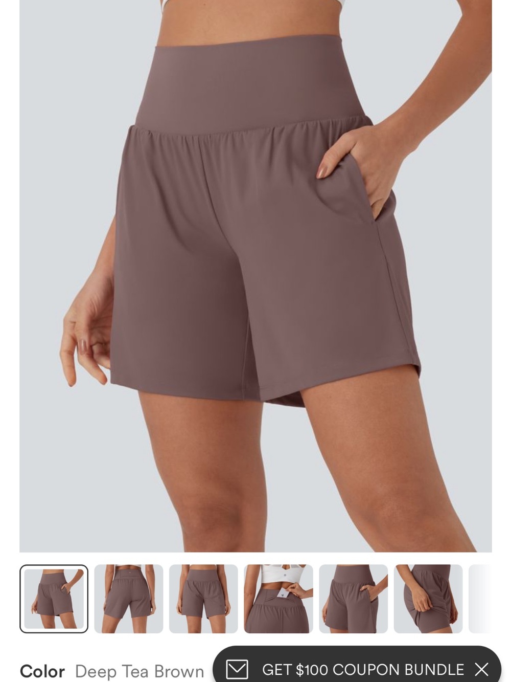 HALARA High-Waist Active Shorts in Deep Tea Brown